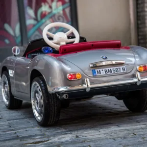 Masinuta electrica pentru copii BMW 507 argintiu vopsit 50W 12V cu telecomanda