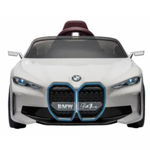 Masinuta electrica pentru copii BMW I4 White 12V 70W cu scaun piele