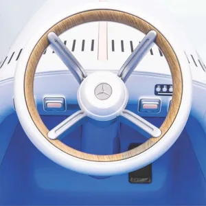 Masinuta electrica pentru copii RC Mercedes Benz Oldie 12V albalbastru 90W cu telecomanda