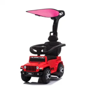 Masinuta fara pedale cu maner parental Jeep Wrangler Red