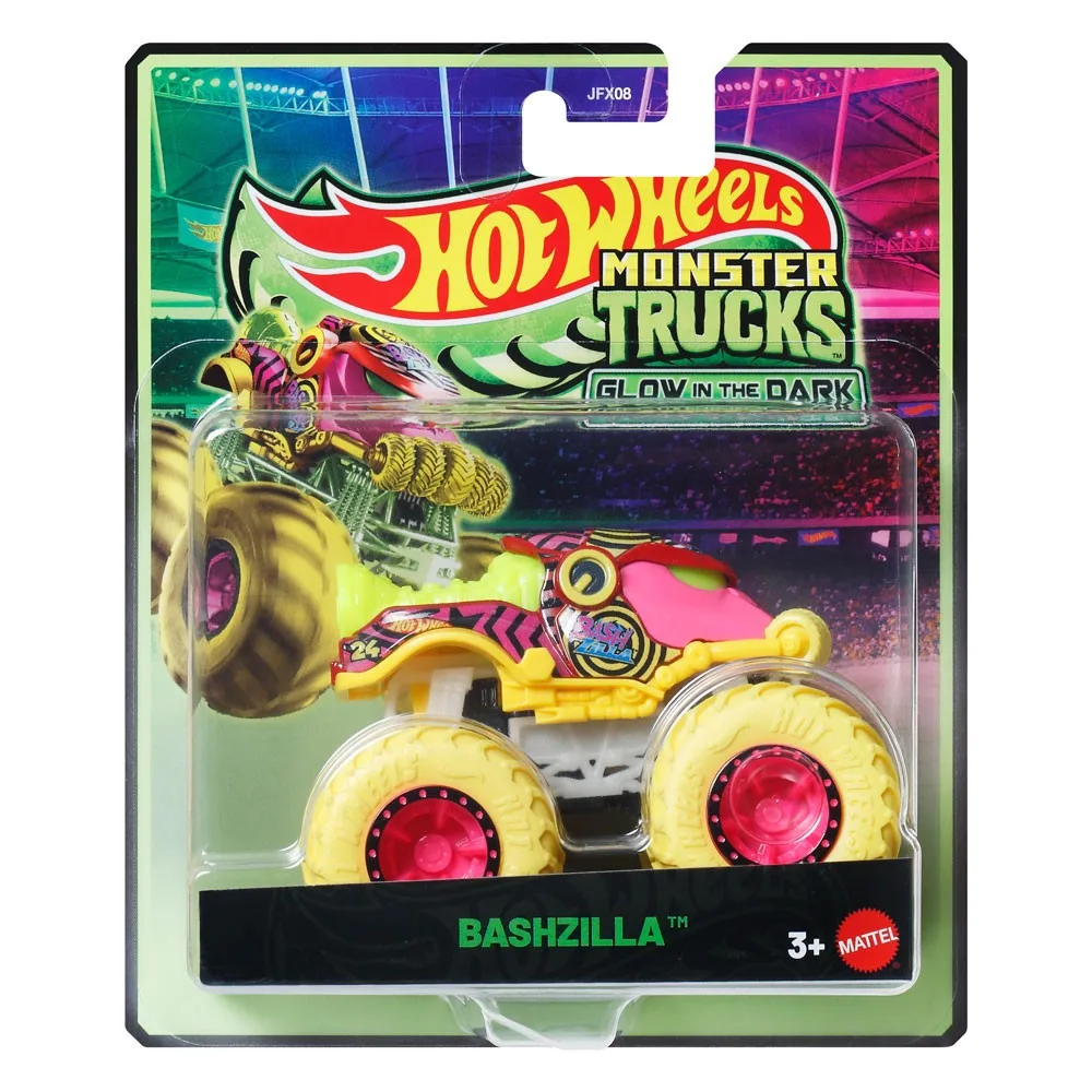 Masinuta fosforescenta Hot Wheels Monster Trucks scara 1:64