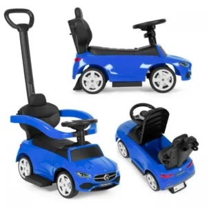 Masinuta pentru copii Ecotoys Mercedes C Class Albastru cu maner de impins