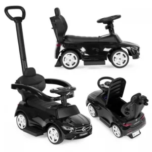 Masinuta pentru copii Ecotoys Mercedes C Class Negru cu maner de impins