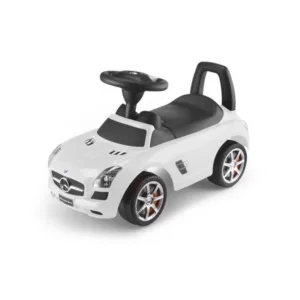 Masinuta pentru copii fara pedale Ecotoys Mercedes Benz SLS AMG alb dotata cu volan interactiv cu melodii si claxon