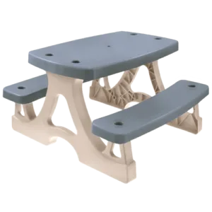 Masuta cu doua banci pentru gradina gri