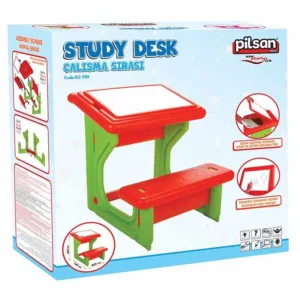 Masuta de studiu cu bancuta pentru copii Pilsan Study Desk Pink