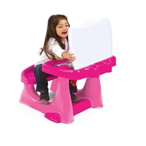 Masuta pupitru pentru studiu si desen Pilsan Handy Pink cu bancuta si suport picioare