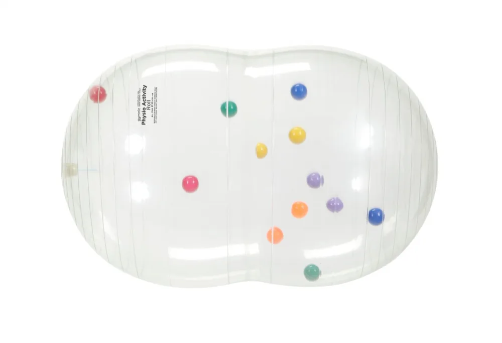 Minge aluna fizioterapeutica Physio Activity Roll transparenta diametru 55 cm cu mingi in interior