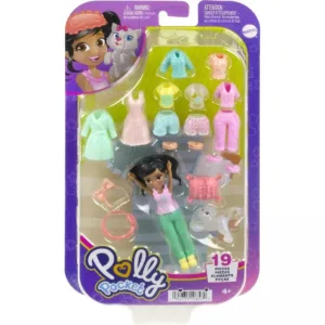 Mini papusa cu animalut si haine de schimb Polly Pocket