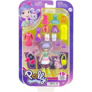 Mini papusa cu animalut si haine de schimb Polly Pocket