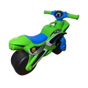 Motocicleta copii fara pedale Police Music 013952 Verde Albastru