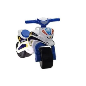 Motocicleta copii fara pedale Ride-on de politie Doloni Alb cu sunete si lumini
