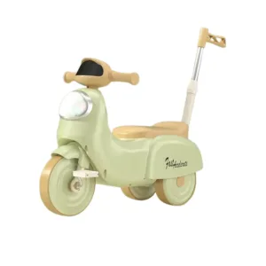 Motocicleta cu pedale pentru copii Nichiduta 3in1 Fast Green cu maner parental de impingere detasabil