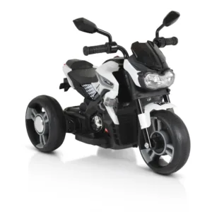 Motocicleta electrica pentru copii Moni Bo Colombo White 12V 60W cu oglinzi