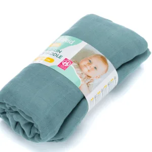 Muselina de infasat Fillikid Swaddle Petrol din bambus si bumbac 120x120 cm