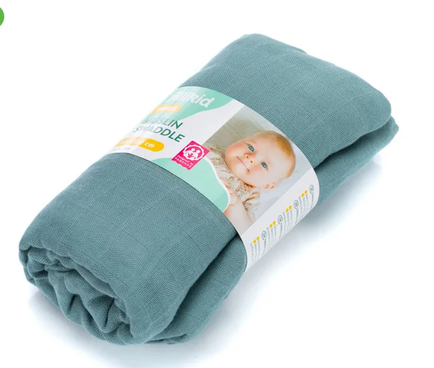 Muselina de infasat Fillikid Swaddle Petrol din bambus si bumbac 120x120 cm