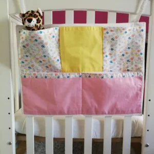 Organizator patut Inimioare roz KidsDecor din bumbac 35x50 cm