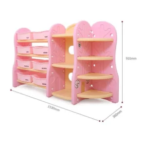 Organizator pentru jucarii si rechizite cu polite si 8 cutii depozitare Nichiduta Tree Peach Pink