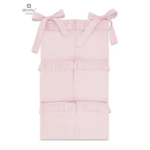 Organizator pentru patut MimiNu din bumbac cu 6 compartimente Royal powder pink
