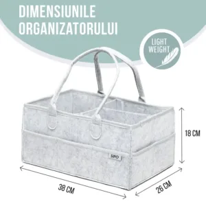Organizator scutece si accesorii copiibebelusi 38x26x18 cm gri