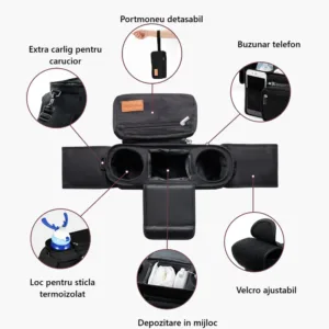 Organizator universal pentru carucior cu suport pentru pahar Momcozy