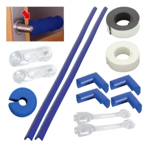 Pachet 14 sisteme de siguranta Car Boy Safety albastru 37x70x31x9 mm