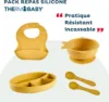 Pachet vesela din silicon Galben Thermobaby farfurie compartimentata cu ventuza
