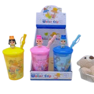 Pahar cu pai flexibil pentru copii cu personaj 200 ml