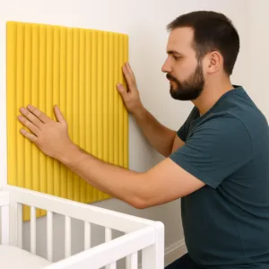 Panou decorativ pentru perete Car Boy Safety galben din spuma 600x900x9 mm