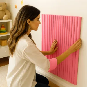 Panou decorativ pentru perete Car Boy Safety roz din spuma 600x900x9 mm