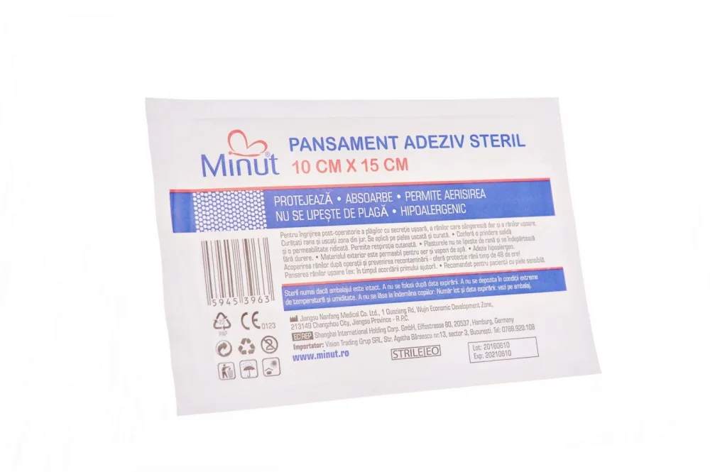 Pansament adeziv steril Minut 10 cm x 15 cm