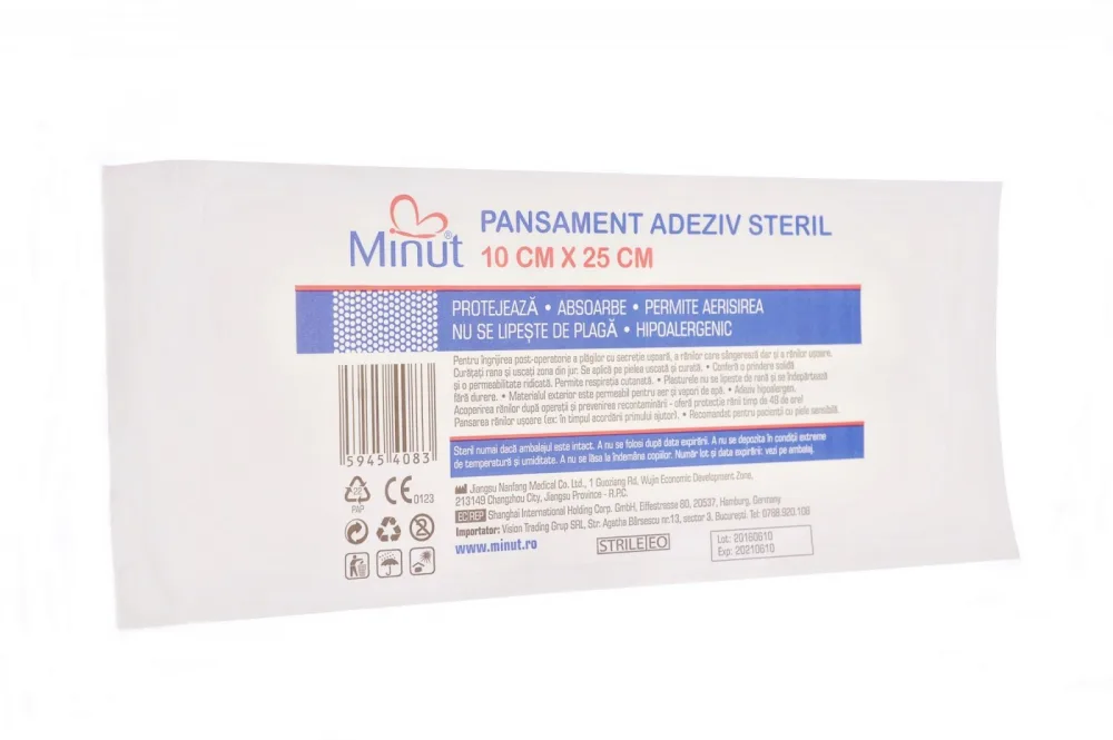 Pansament adeziv steril Minut 10 cm x 25 cm