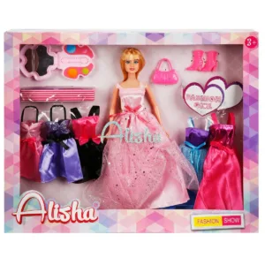 Papusa Alisha cu 6 rochii de printesa