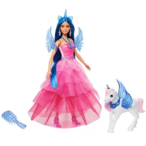Papusa Aniversara 65 ani Barbie Printesa Sapphire cu Unicorn