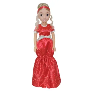 Papusa Bambolina Glamour Girls 80 cm cu rochie rosie