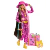 Papusa Barbie Extra fly in Safari cu costum leopard roz
