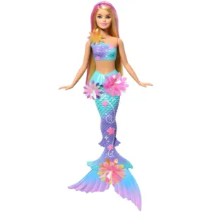 Papusa Barbie Sirena cu Flori Magice cu par blond