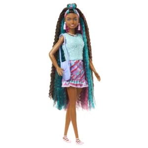 Papusa Barbie cu par lung si accesorii fluturasi