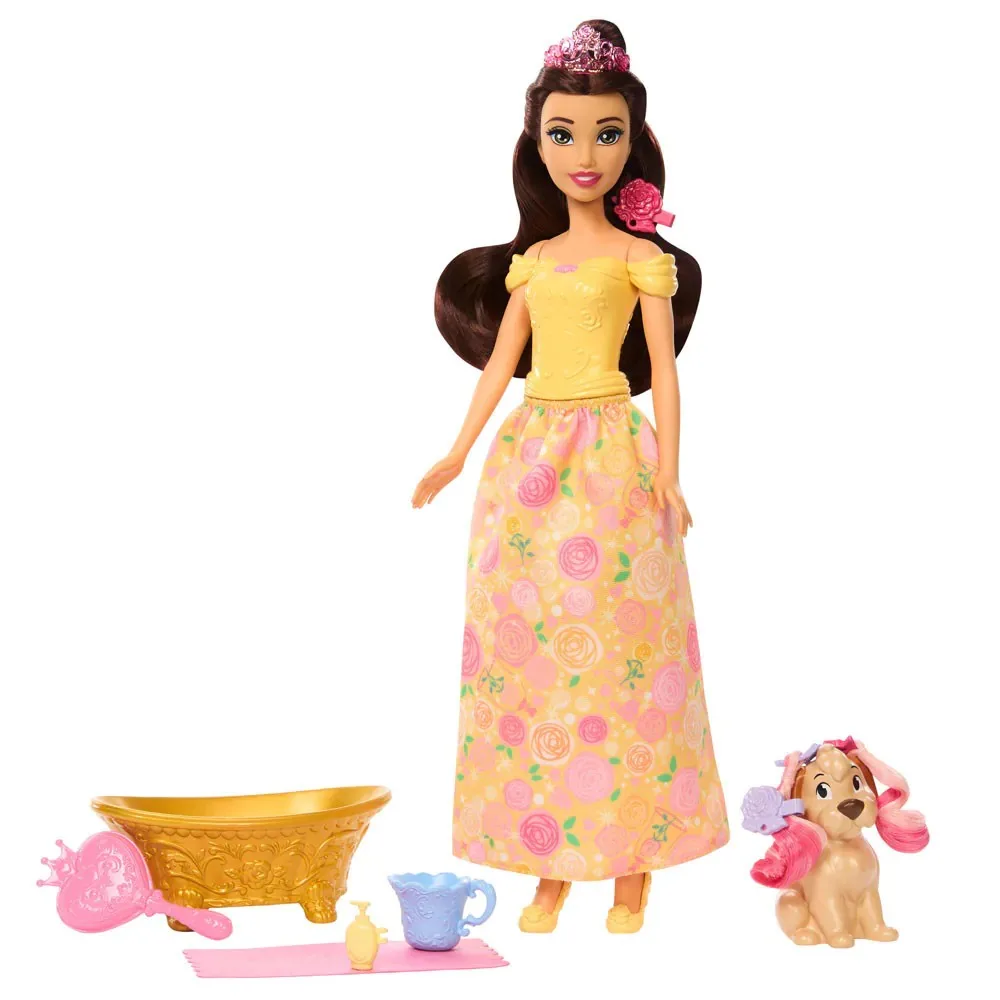 Papusa Disney Princess Belle cu catelus si accesorii