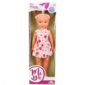 Papusa Pretty Mina in rochita roz cu inimioare