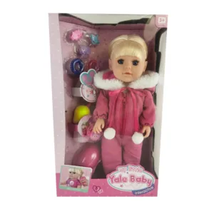 Papusa Yale Baby cu salopeta de iarna roz 35 cm