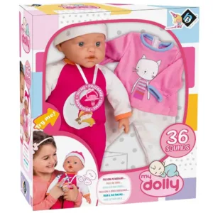 Papusa bebelus cu sunete Loko Toys cu hainute de schimb si suzeta