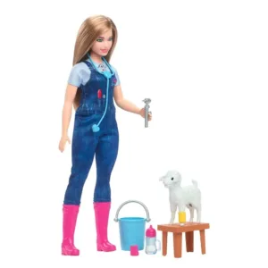 Papusa cu accesorii Barbie Careers Veterinar la Ferma