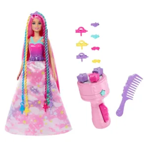 Papusa cu aparat de coafat Barbie Dreamtopia Twist n Style