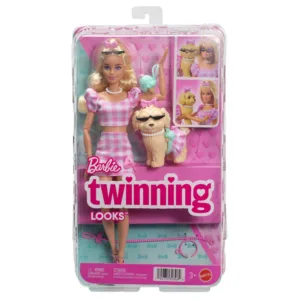 Papusa cu catel si tinute roz