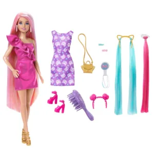 Papusa cu par multicolor si accesorii Barbie Fun and Fancy
