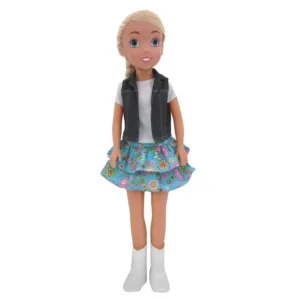 Papusa printesa Fashion Doll cu vesta blugi 80 cm