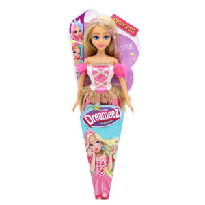 Papusa printesa cu par blond si rochie roz