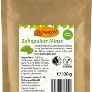 Pasta de dinti pudra cu menta fara fluor Birkengold refill 100g