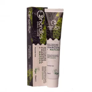 Pasta neagra de dinti cu carbune activ si ceai verde Matcha pt. albirea dintilor Nordics 75 g